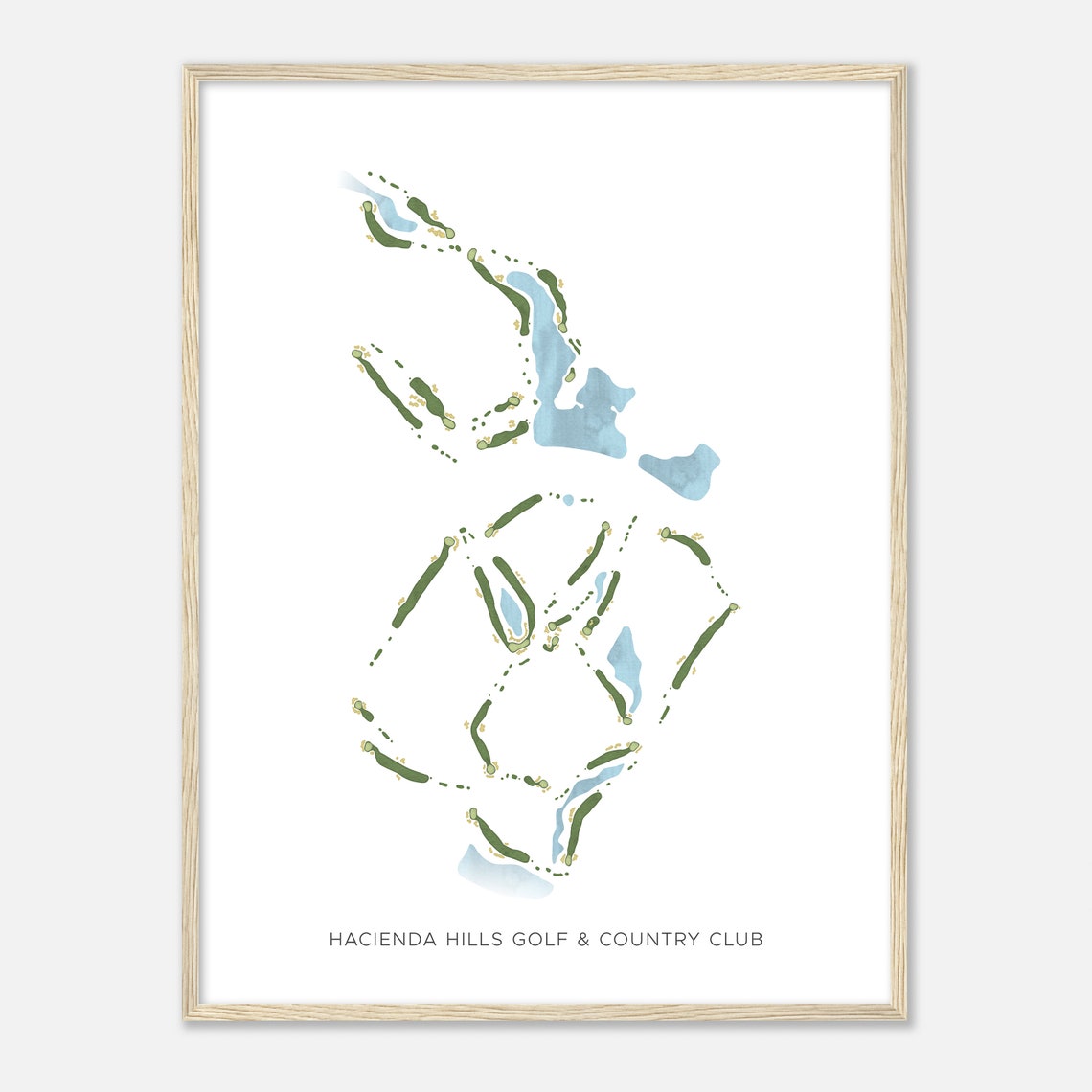 Hacienda Hills Golf & Country Club Modern Watercolor Course Map Poster