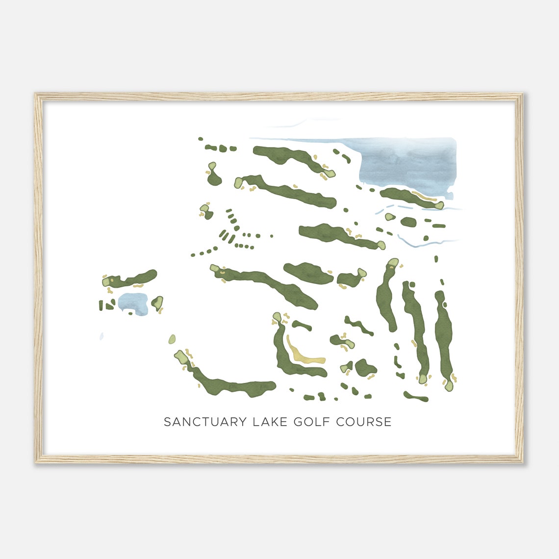 Sanctuary Lake Golf Course Modern Watercolor Course Map Art Poster