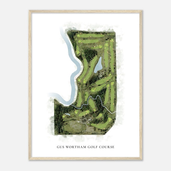 Gus Wortham Golf Course Texas Classic Watercolor Map Golfer Gift Golf Wall Art Golf Poster Print Course Layout