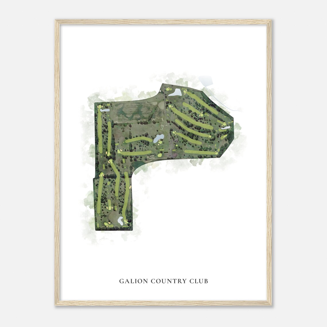Galion Country Club Ohio Watercolor Map, Golf Poster Print