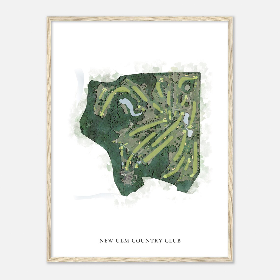 New Ulm Country Club Classic Watercolor Aerial Course Map Poster - Image 2
