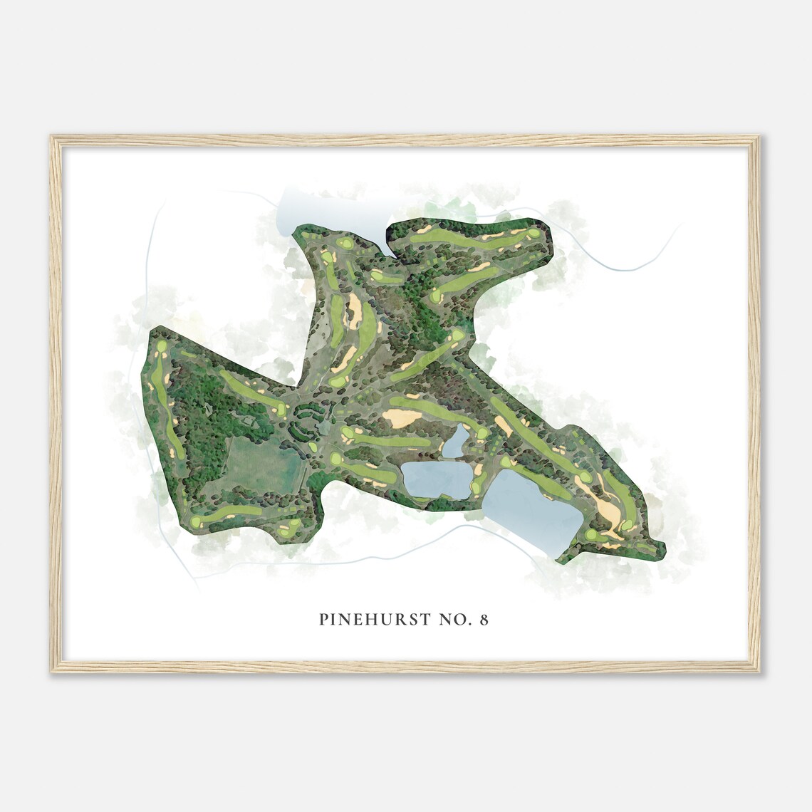 Pinehurst No. 8 North Carolina Watercolor Map Art Print