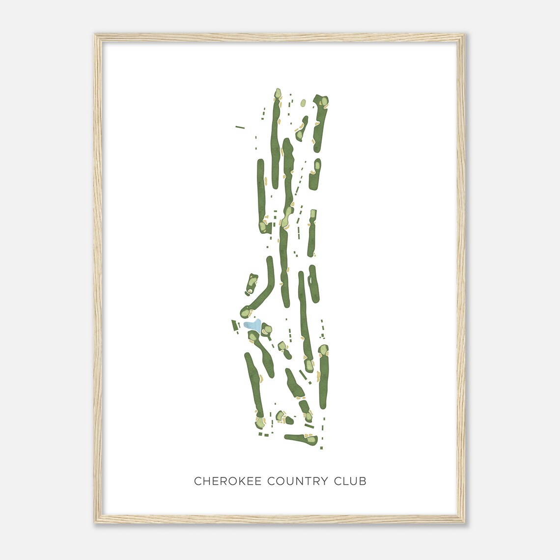 Cherokee Country Club Minimalist Green Golf Course Map Wall Art - Image 2