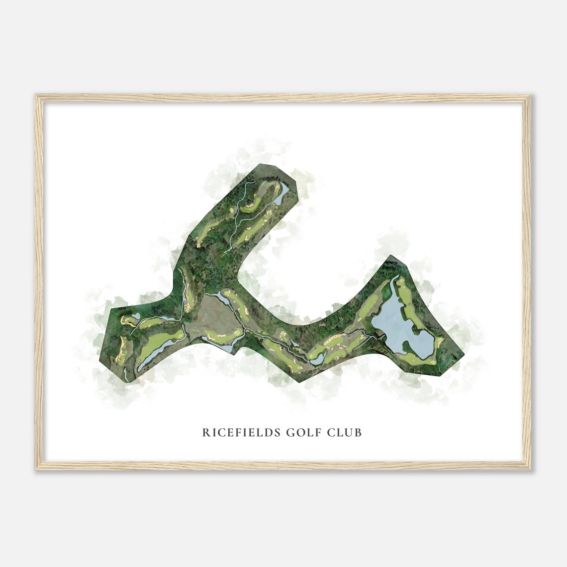 Ricefields Golf Club Classic Watercolor Fairway Course Map Poster - Image 2