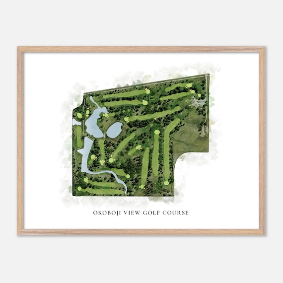 Okoboji View Golf Course Classic Aerial Watercolor Map Poster