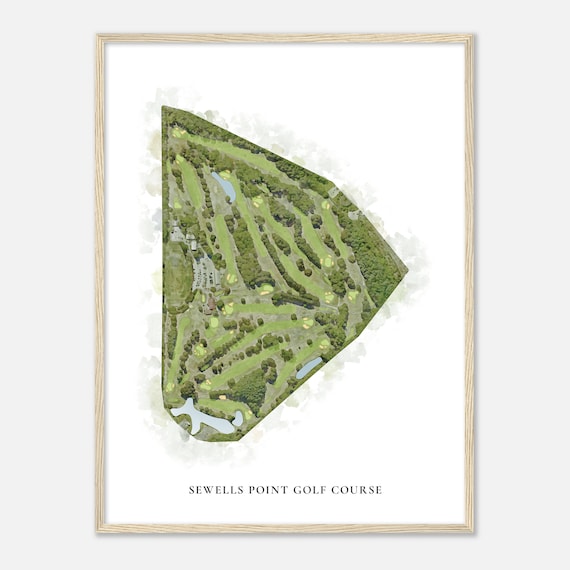Sewells Point Golf Course Virginia Classic Watercolor Course Map Poster