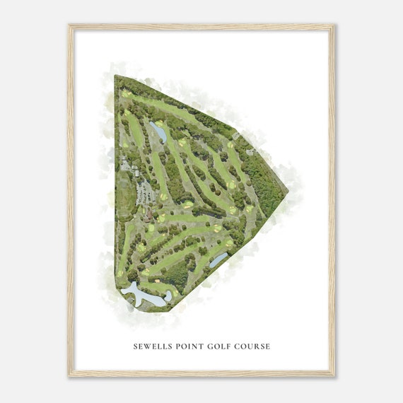 Sewells Point Golf Course Virginia Classic Watercolor Map Golfer Gift Golf Wall Art Golf Poster Print Course Layout