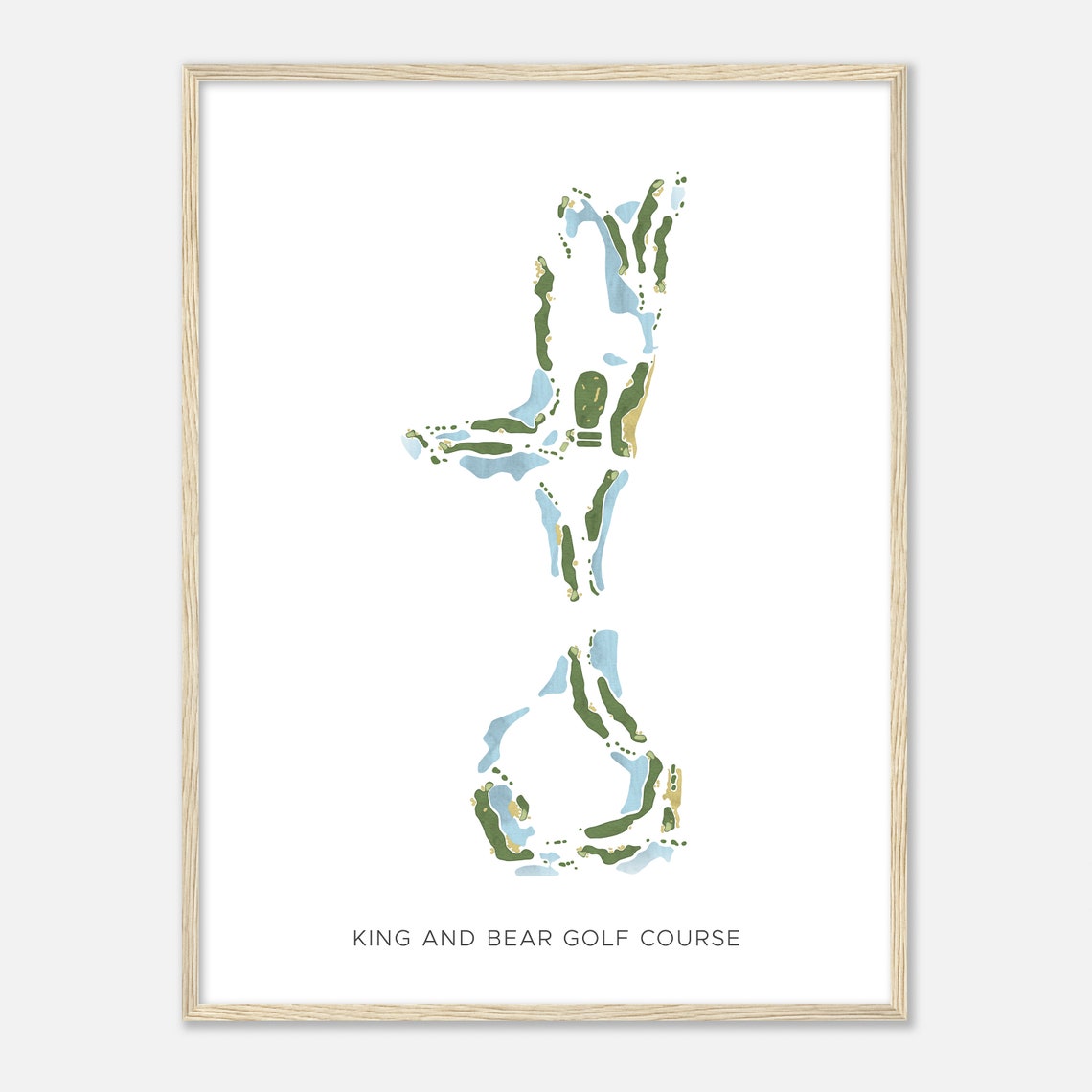 King And Bear Golf Course Florida Modern Watercolor Map Poster - Image 2