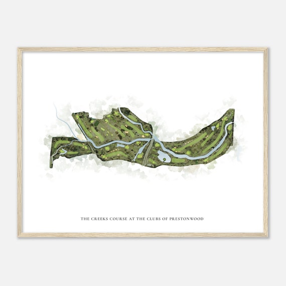 The Creeks Course At The Clubs Of Prestonwood Texas Classic Watercolor Map Golfer Gift Golf Wall Art Golf Poster Print