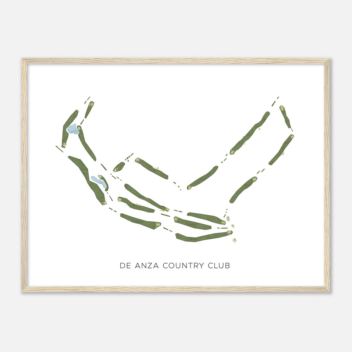 De Anza Country Club California Modern Watercolor Course Map Poster
