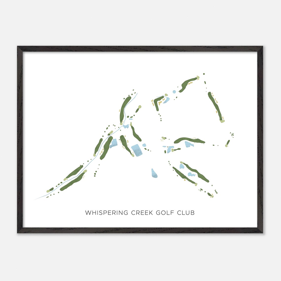Whispering Creek Golf Club Iowa Modern Watercolor Golf Map Poster - Image 4