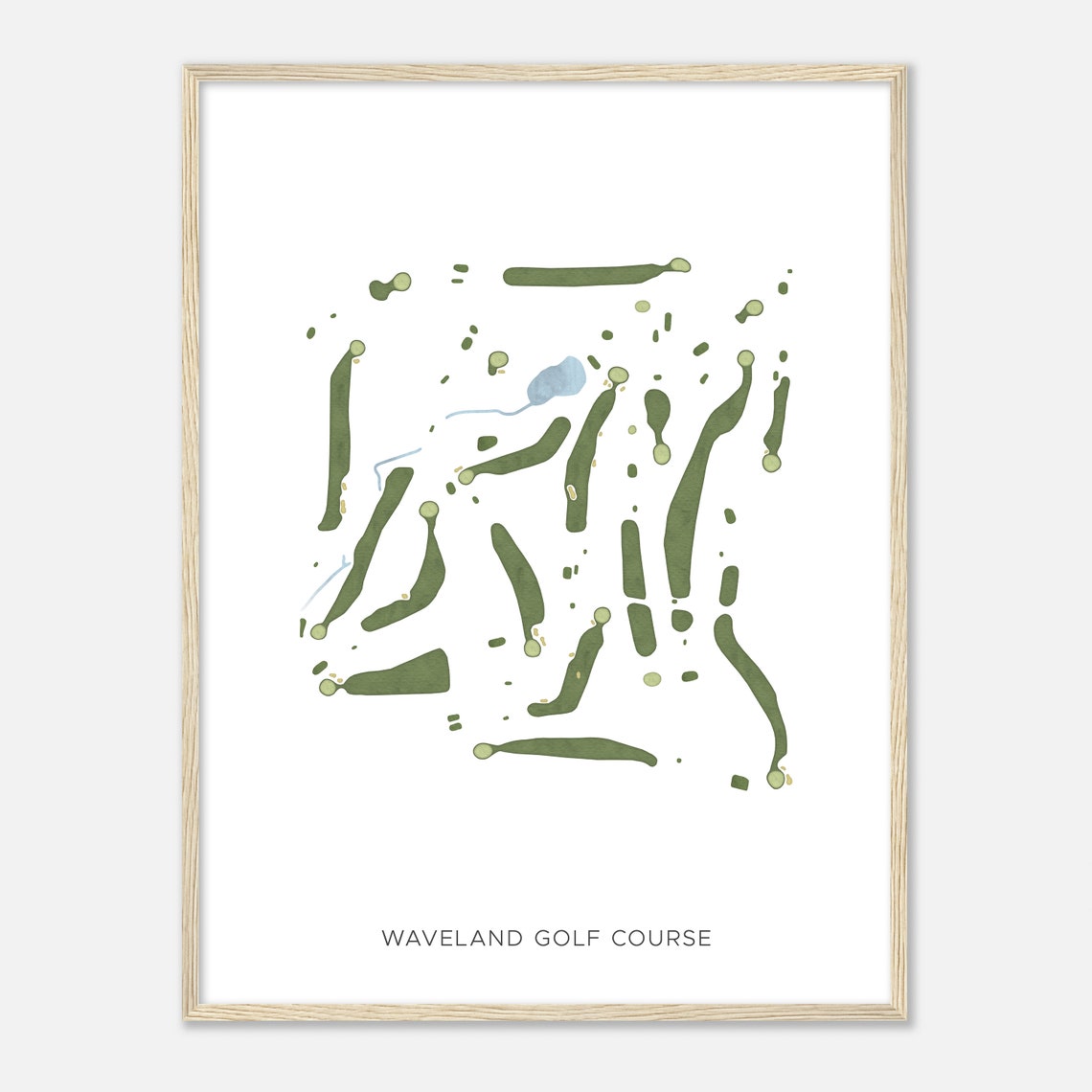 Waveland Golf Course Minimalist Modern Watercolor Golf Map Poster