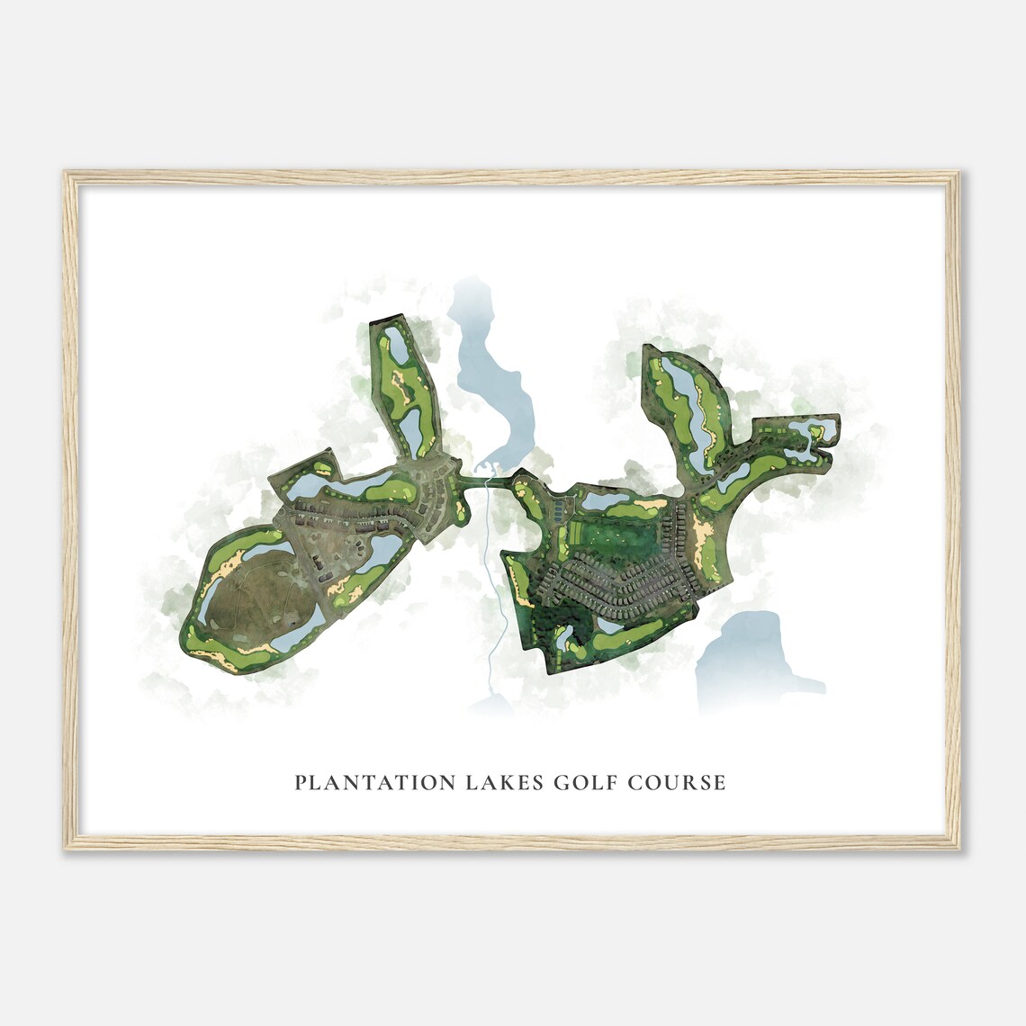 Plantation Lakes Golf Course Delaware Classic Watercolor Course Map Poster - Image 2