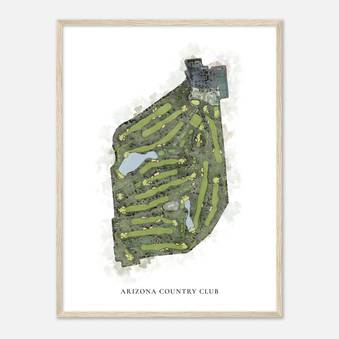 Arizona Country Club Classic Watercolor Golf Course Map Poster