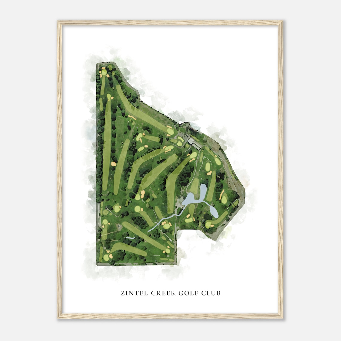 Zintel Creek Golf Club Washington Classic Watercolor Map Golfer Gift Golf Wall Art Golf Poster Print Course Layout