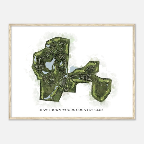 Hawthorn Woods Country Club Illinois Classic Watercolor Map Golfer Gift Golf Wall Art Golf Poster Print Course Layout