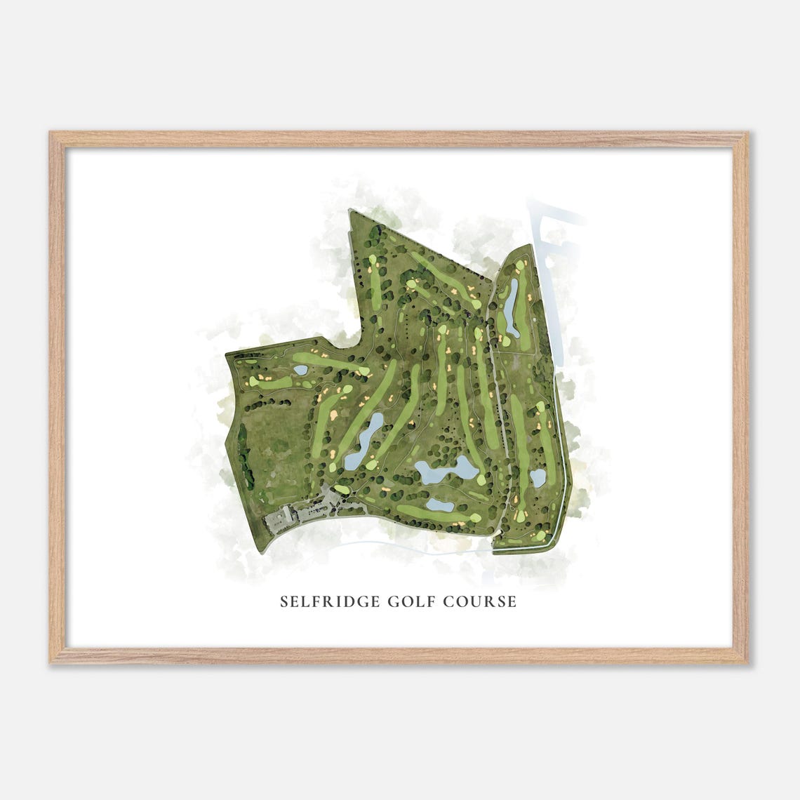 Selfridge Golf Course Michigan Classic Watercolor Map Poster