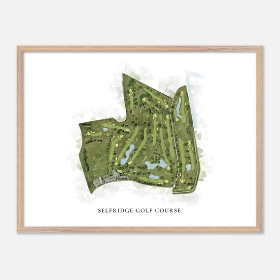 Selfridge Golf Course Michigan Classic Watercolor Map Poster