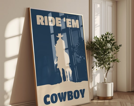 Ride Em Cowboy Western Wall Art Boho Minimalist Prints Cowboy Art Retro Art Physical Poster Print Shipped To You