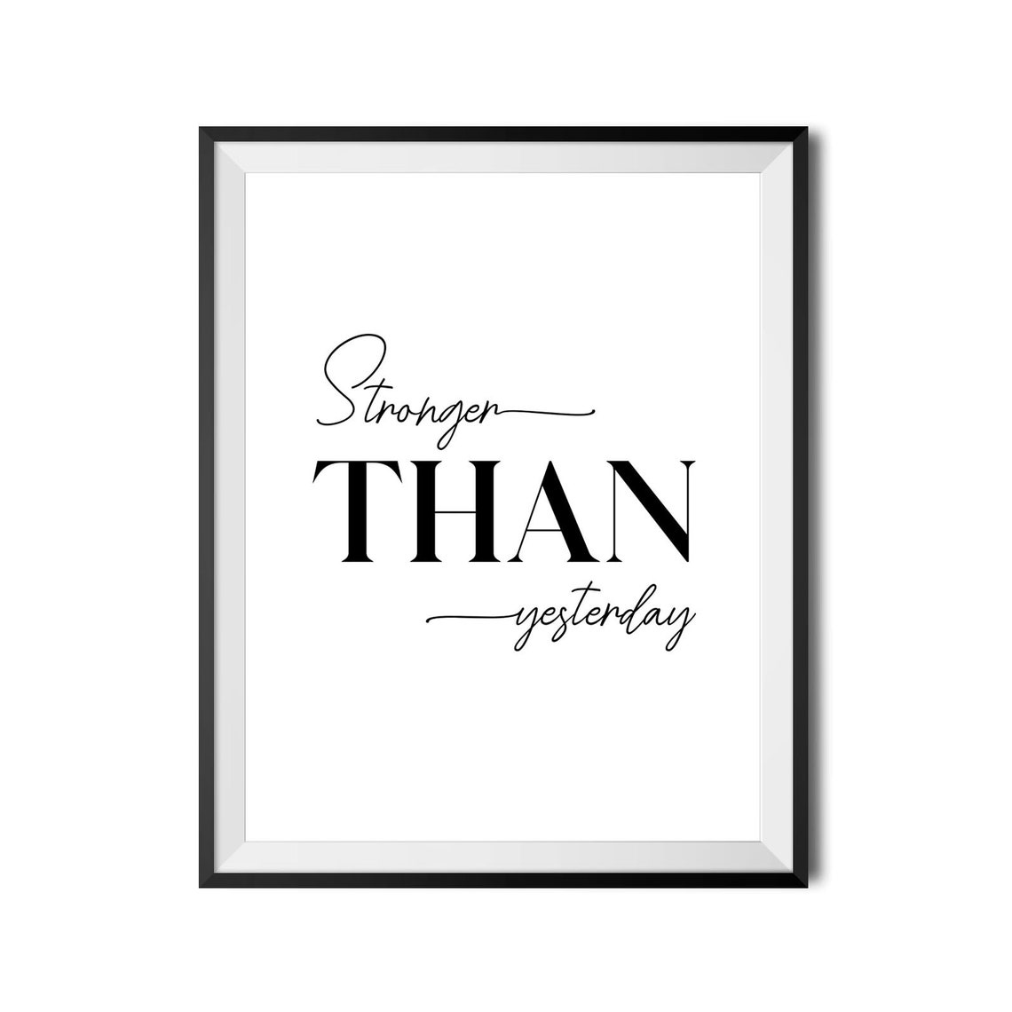 Stronger Than Yesterday Script Gym Fitness Motivation Wall Art - Image 4