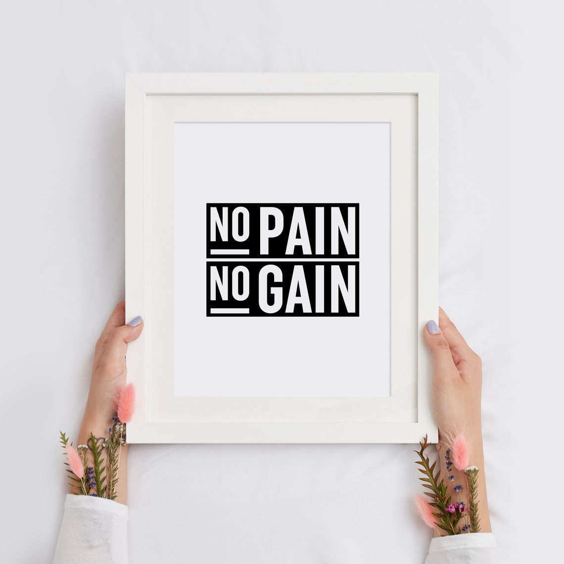 No Pain No Gain Bold Block Letter Fitness Gym Quote Motivational Poster - Image 2