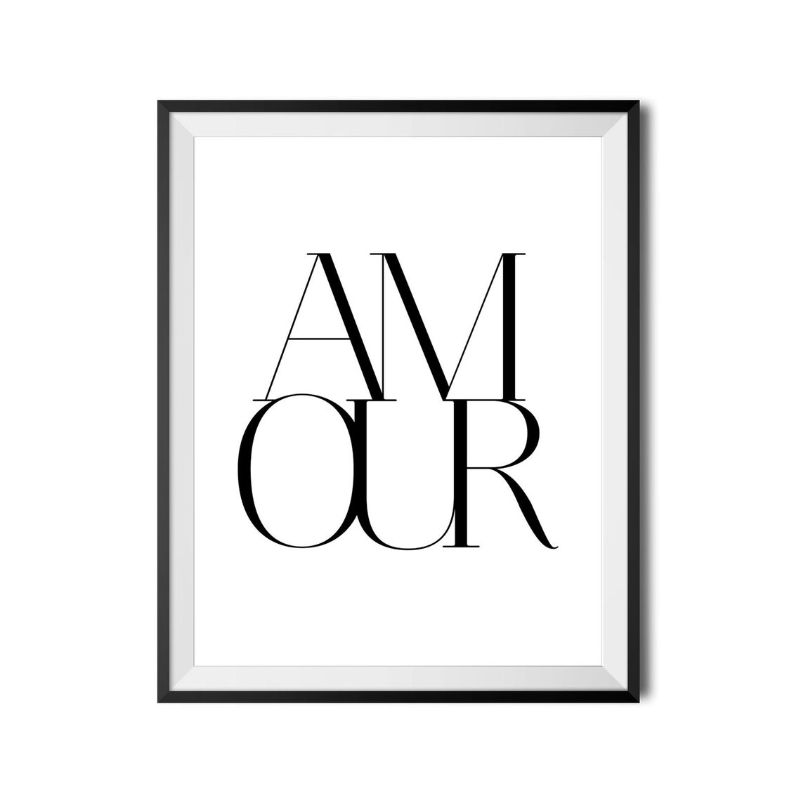 Amour French Love Poster Elegant Black Serif Minimalist Wall Decor - Image 4