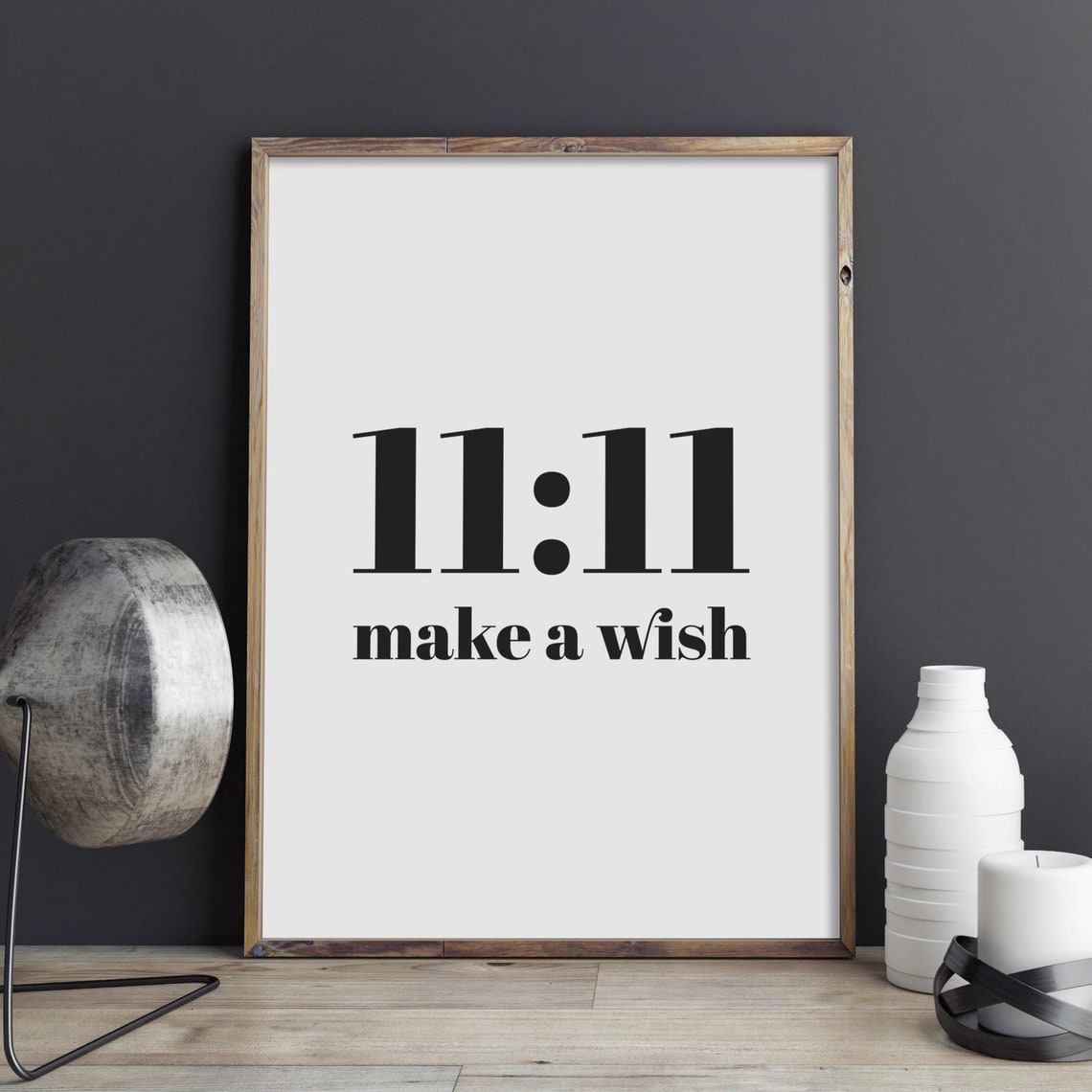 1111 Make A Wish Angel Number Poster Minimalist Black White Decor - Image 3