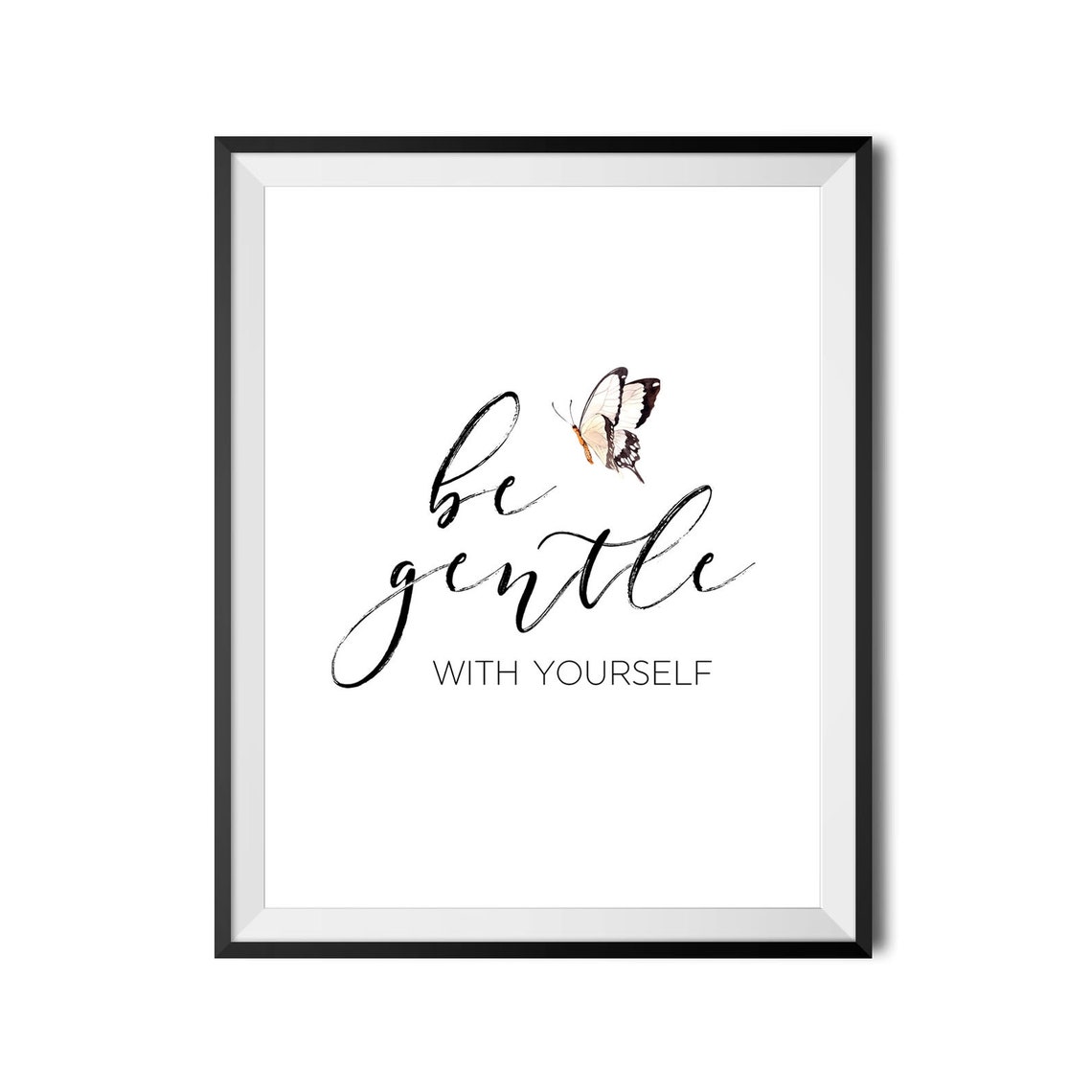 Be Gentle With Yourself Calm Butterfly Self Care Quote Wall Art - Image 4