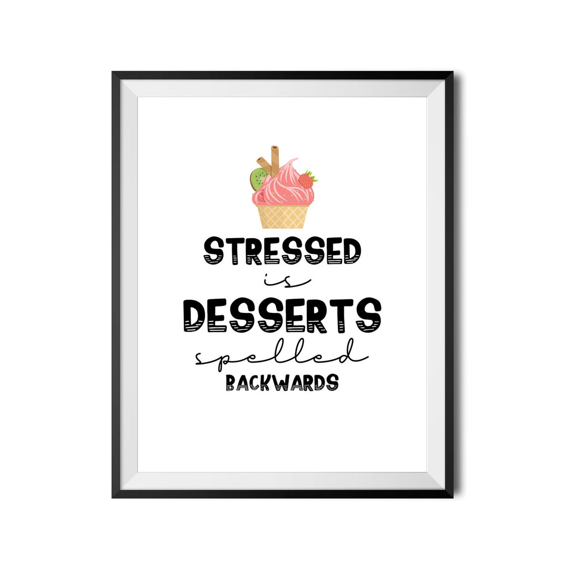 Stressed Is Desserts Spelled Backwards Poster Funny Kitchen Decor - Image 4
