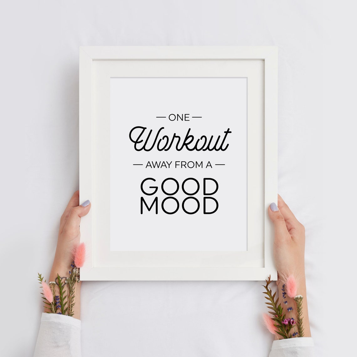One Workout Away From A Good Mood Funny Gym Quote Poster Fitness - Image 2