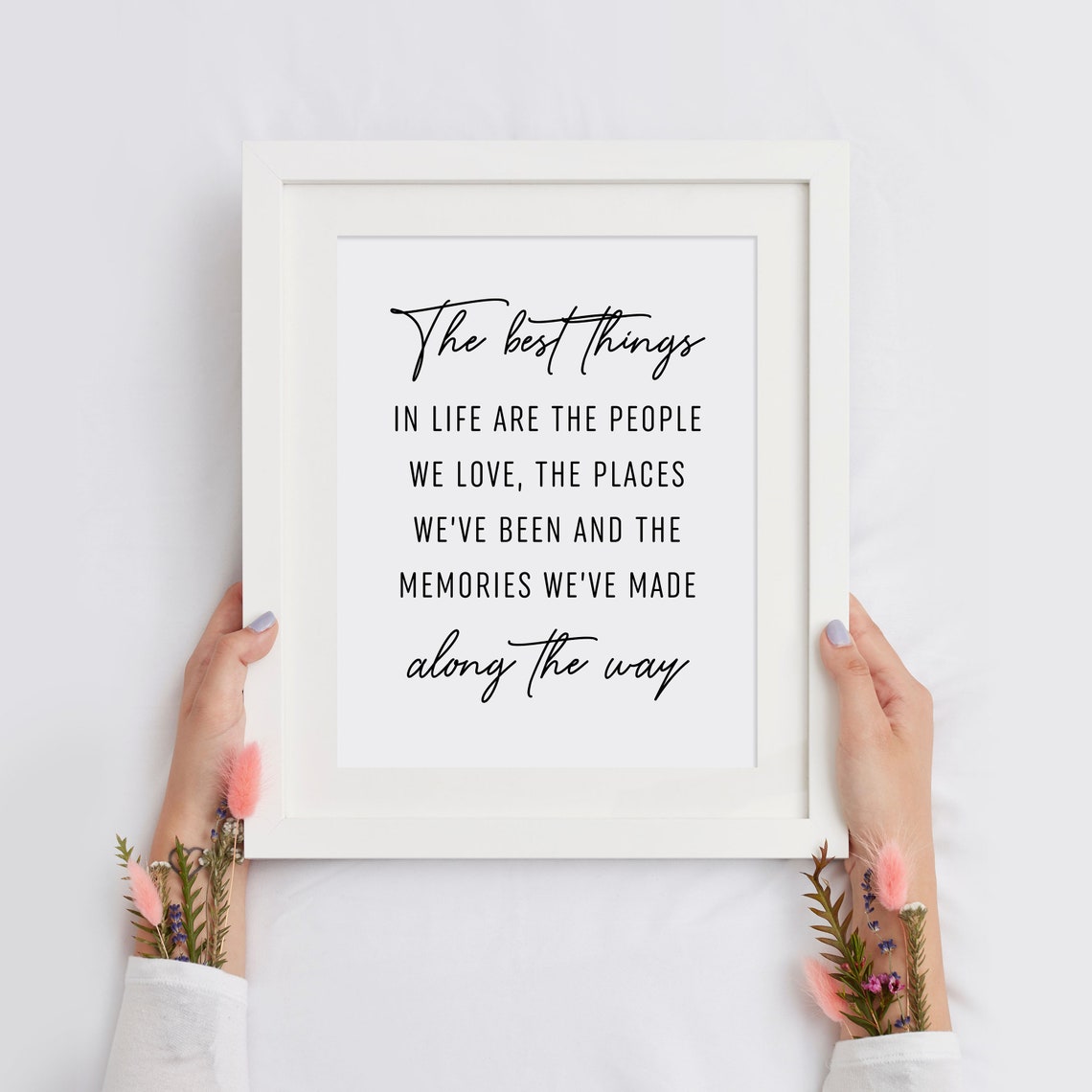 The Best Things In Life Script Family Memories Quote Wall Art - Image 2