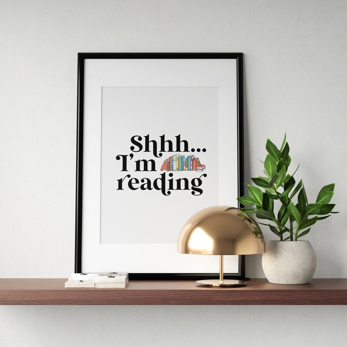 Shhh I Am Reading Book Lover Quote Cozy Reading Nook Wall Art - Image 3