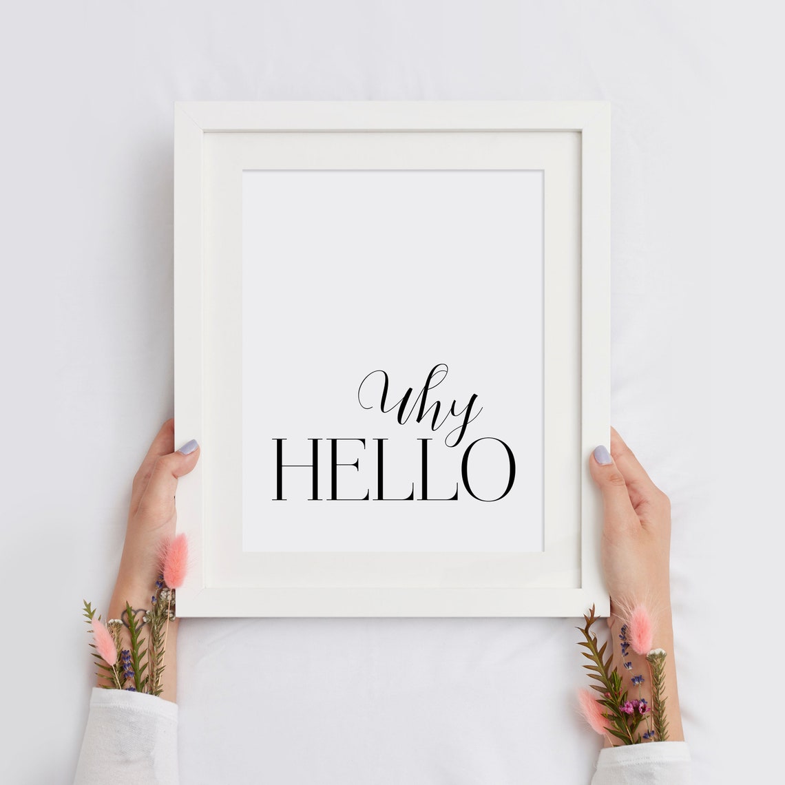 Why Hello Minimalist Entryway Greeting Modern Quote Decor Poster - Image 2