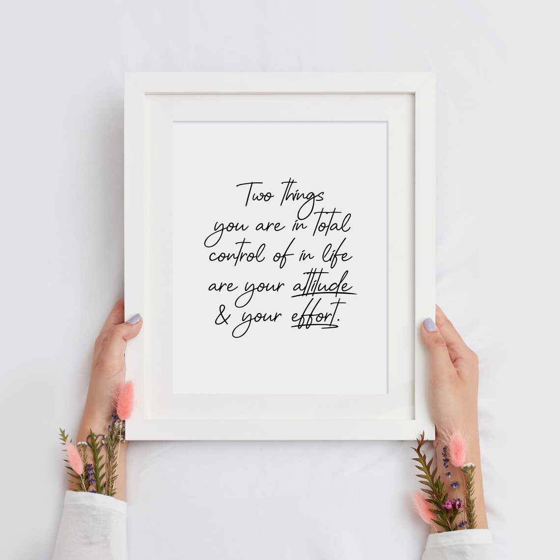 Attitude And Effort Script Inspirational Life Quote Wall Art - Image 2