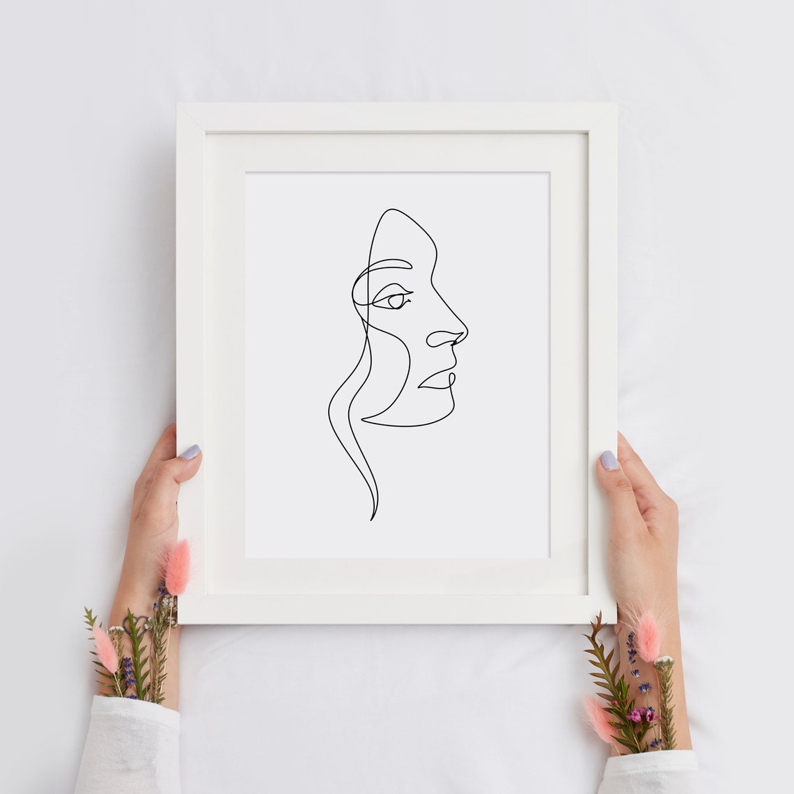 Woman Face in Profile Continuous Line Drawing Minimalist Poster - Image 2
