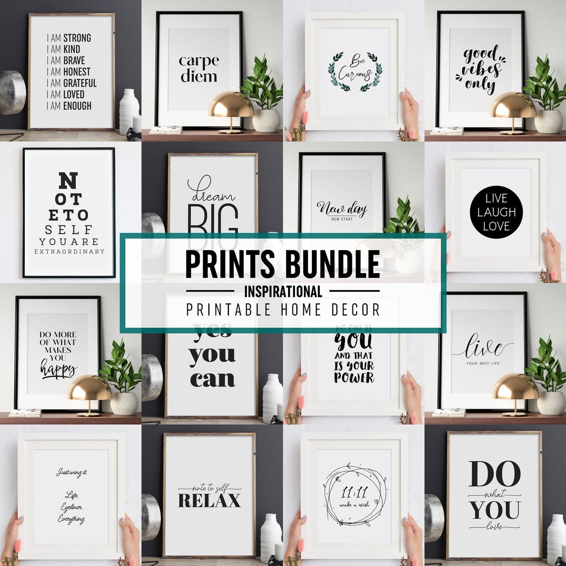 Inspirational 16 Prints Bundle Motivational Quotes Home Decor Poster