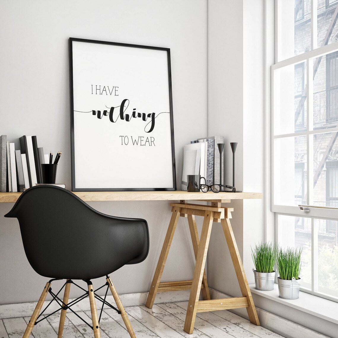 I Have Nothing To Wear Script Funny Fashion Bedroom Quote Wall Art - Image 2