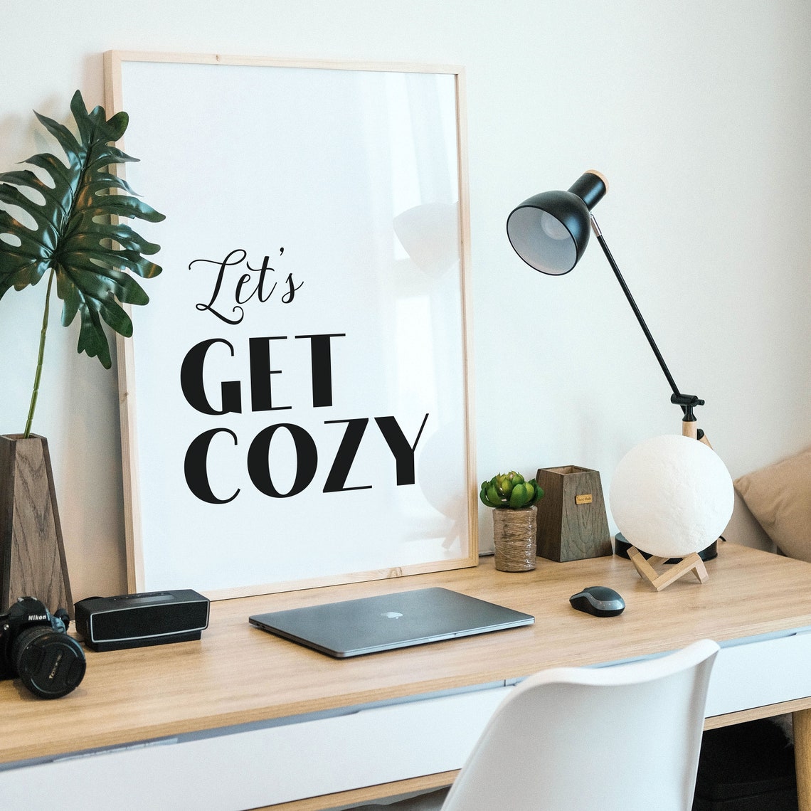 Lets Get Cozy Warm Living Room Comfort Quote Typography Poster - Image 3