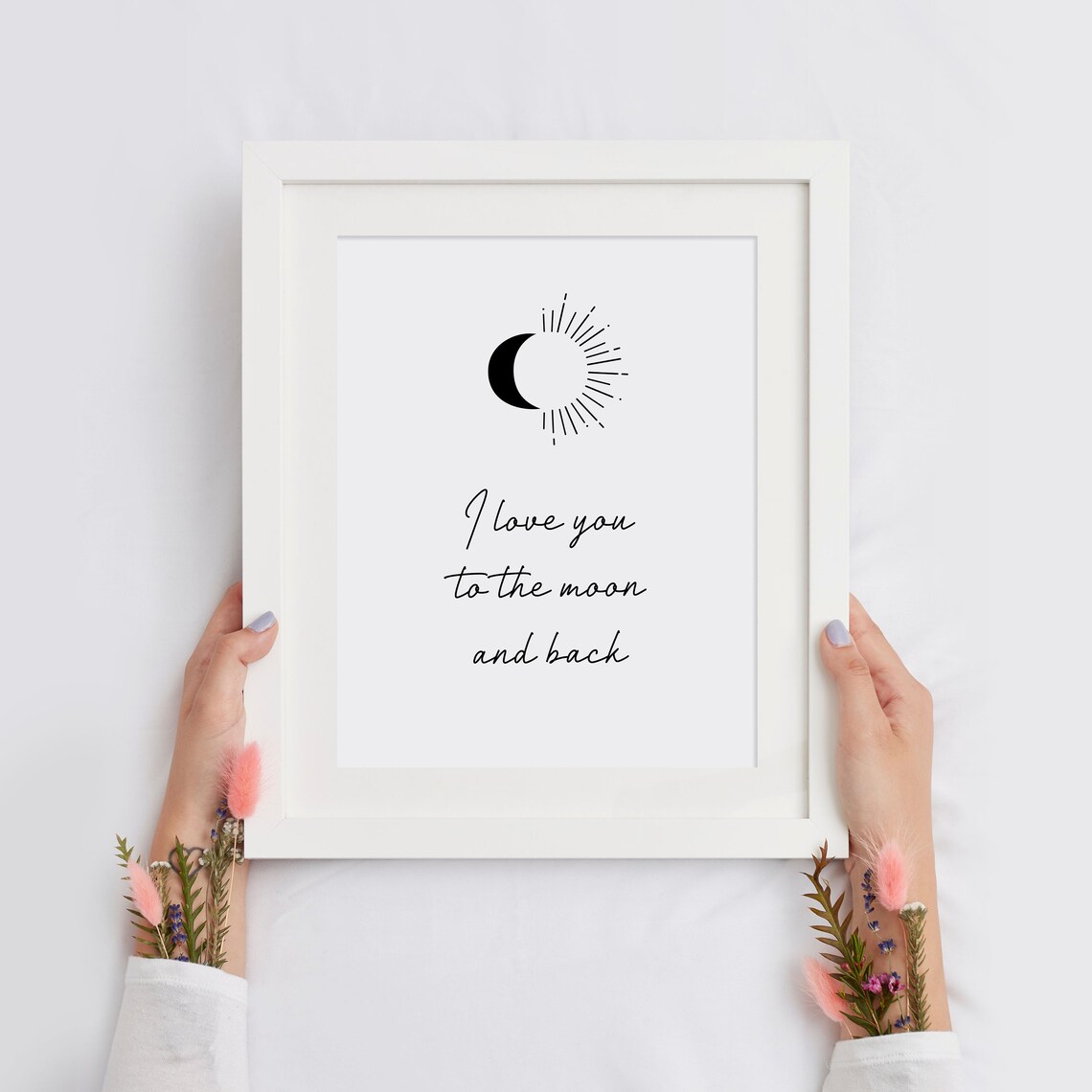 I Love You To The Moon And Back Print Bedroom Poster Nursery Wall Art Inspirational Quote Family Love Sign Instant - Image 2