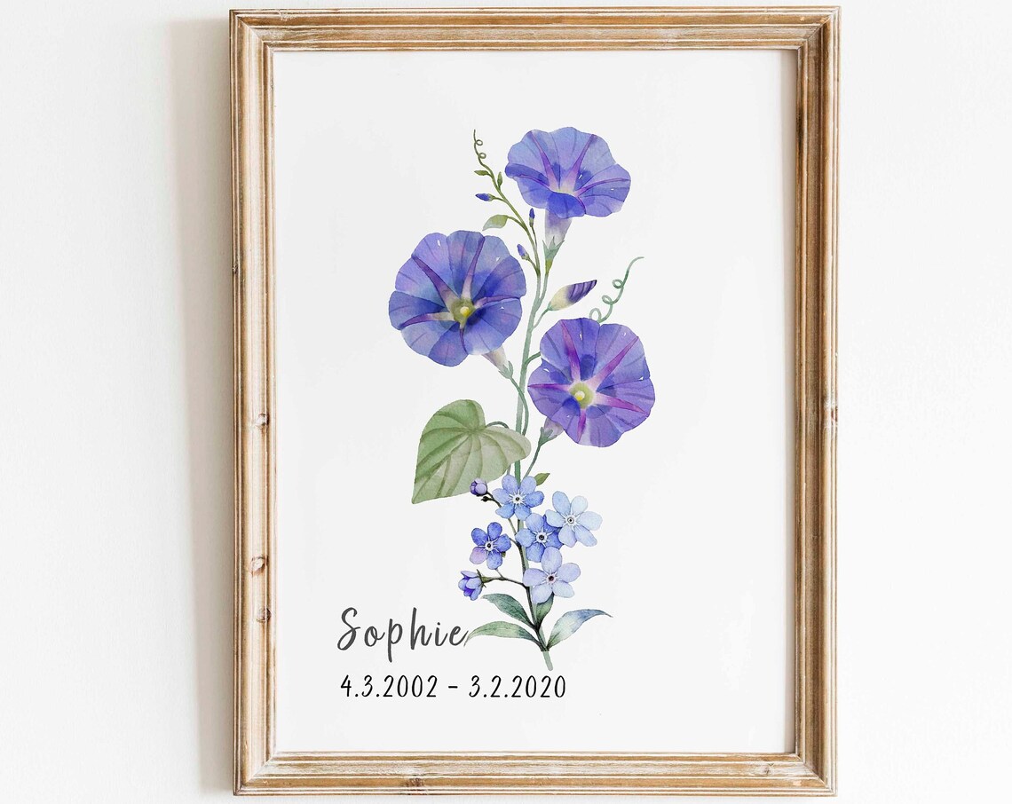 Custom Birth Flower Personalized Birthday Art Print