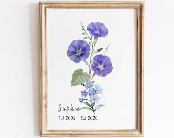 Custom Birth Flower Personalized Birthday Art Print