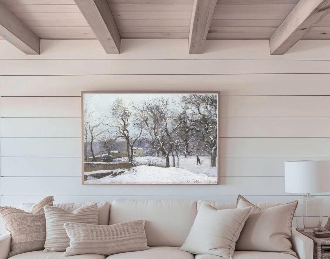Vintage Winter Landscape Tree Art Print
