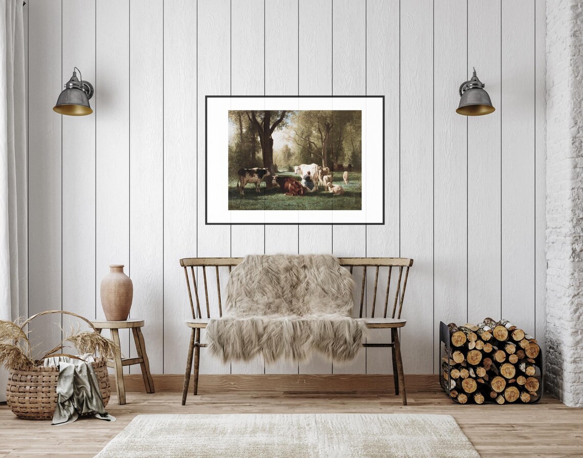 Vintage Farm Animal Art Print, French Countryside