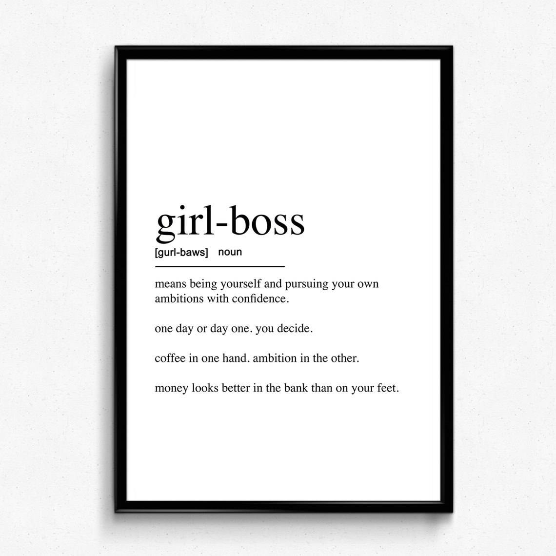 Girl Boss Definition Print Modern Wall Art Ready To Hang Canvas