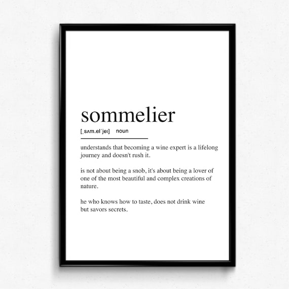 Sommelier Definition Art Print, Modern Restaurant Decor