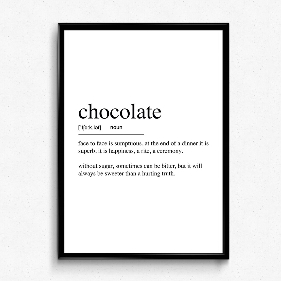Chocolate Definition Art Print, Modern Kitchen Decor