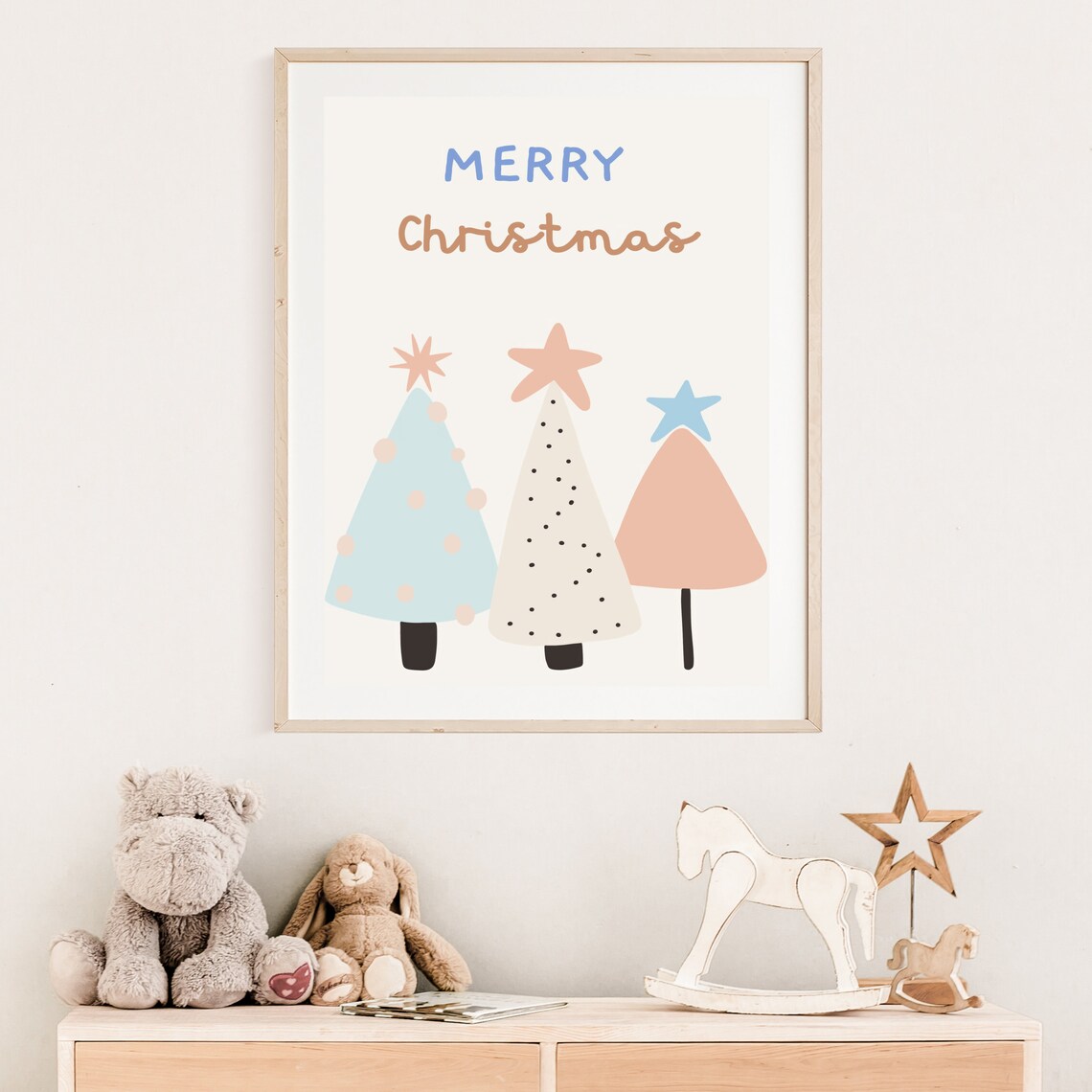 Pastel Christmas Tree Art Print, Nursery Decor - Image 3