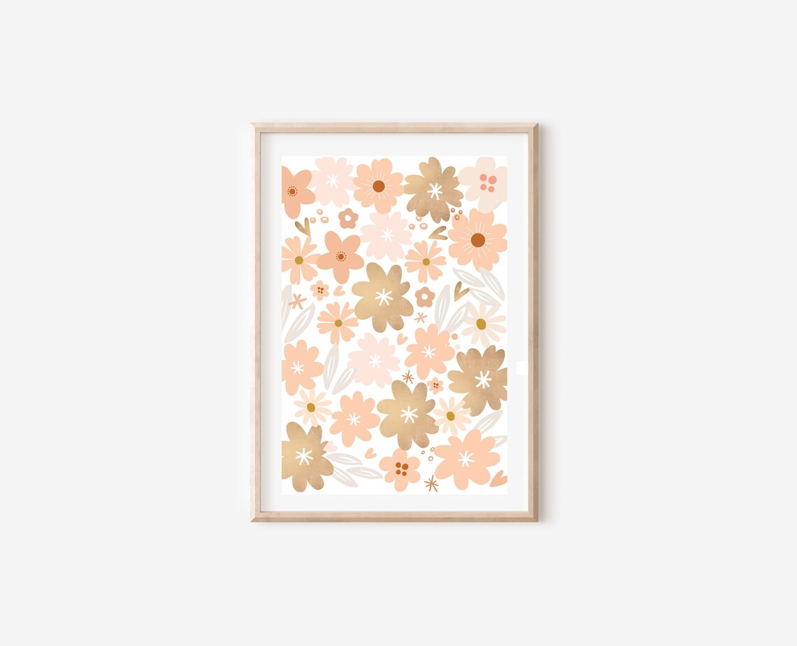 Pink Floral Art Print, Boho Nursery Decor - Image 4