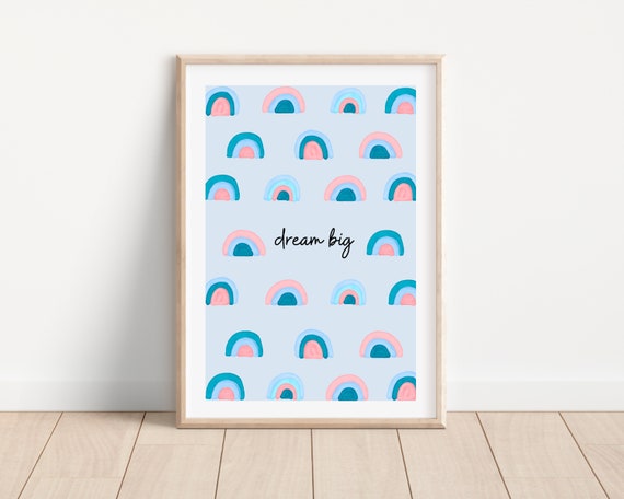 Boho Dream Big Rainbow Art Print, Nursery Decor