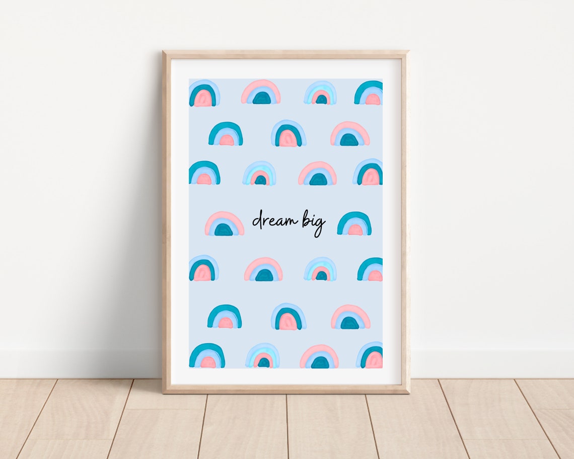 Boho Dream Big Rainbow Art Print, Nursery Decor